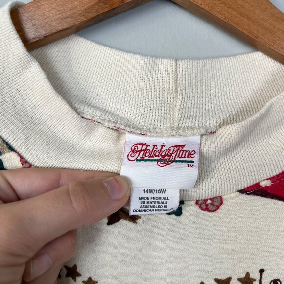 Holiday Time Vintage Christmas Long Sleeve Crew Neck Women's 14W/16W Reindeer - Picture 4 of 6